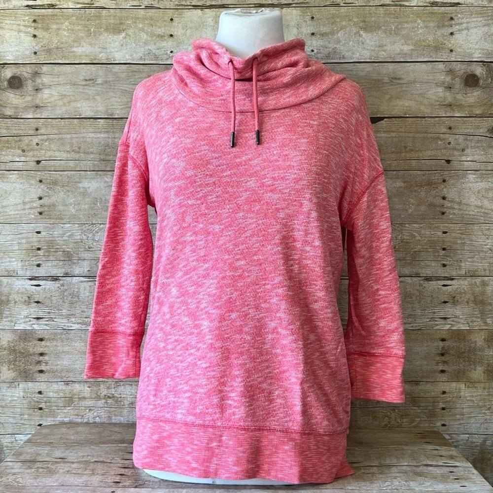 Liz Claiborne Weekend Pink Marled Cowl Neck Sweatshirt 3/4‎ Sleeve Womens XS